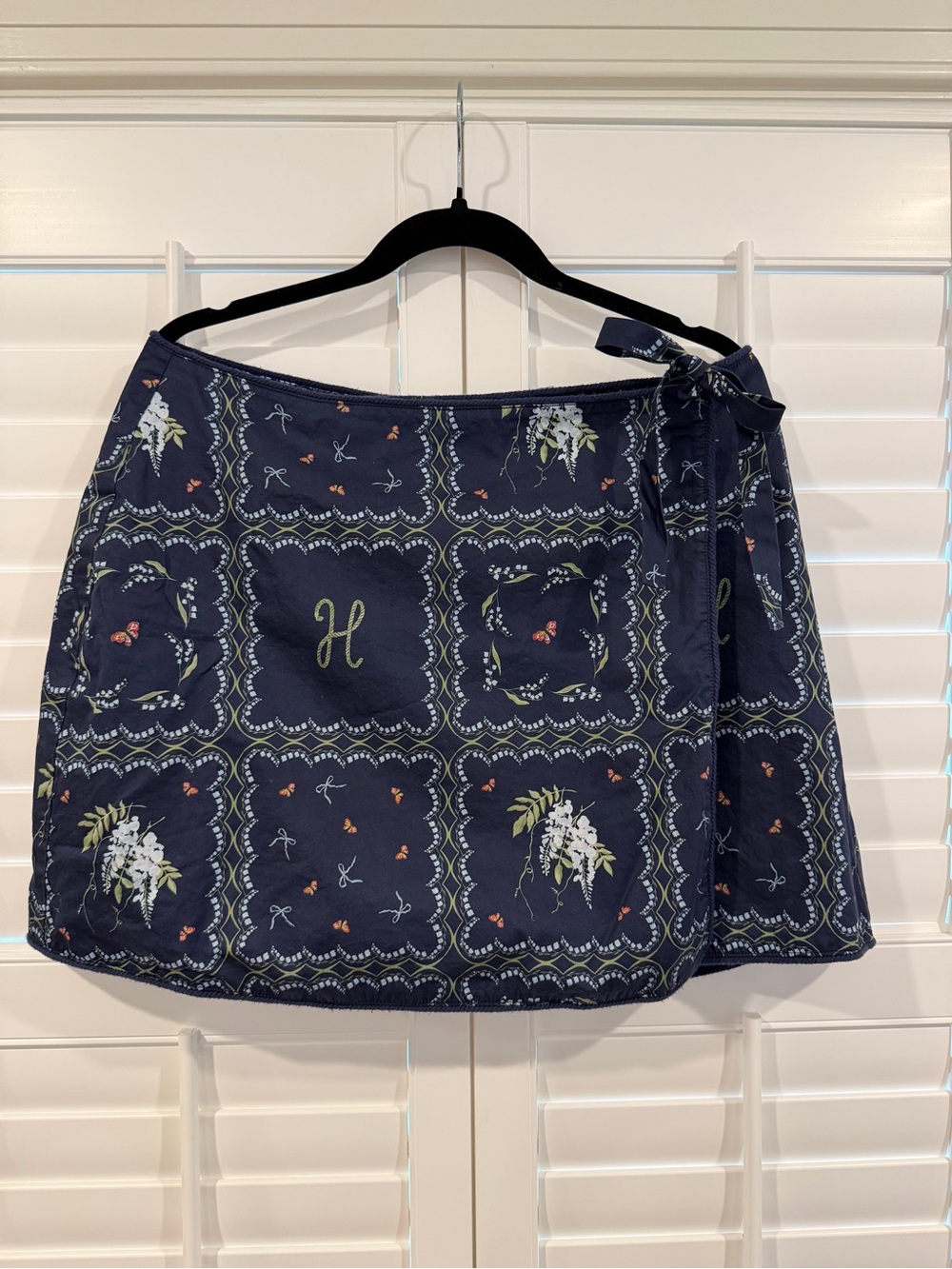 Hill House Carolina Navy Floral Tie-Waist Skirt XL